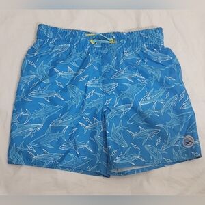 Blue Shark Print Swim Shorts
